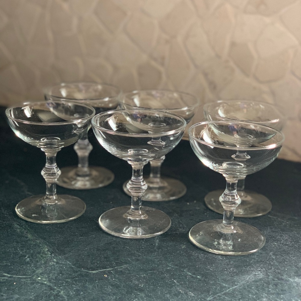 LIBBEY | Set of 6 | Vintage Georgian Coupes Campagne glasses